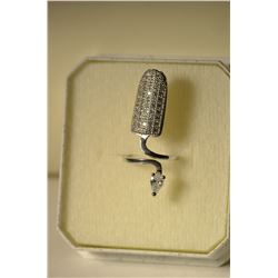Sterling Silver Cubic Zirconia Nail Ring