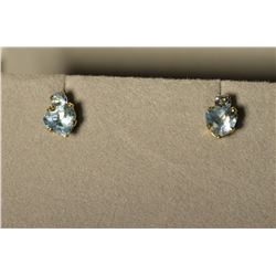 10K Gold Blue Topaz Heart-shaped Earrings