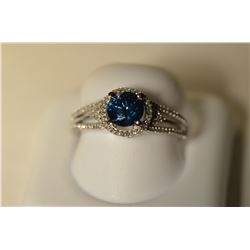 14K Gold Blue/White Diamond Ring MSRP $5800