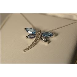 10K Gold Blue Topaz/Diamond Pendant MSRP $900