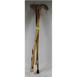 3 VINTAGE CANES/ WALKING STICKS