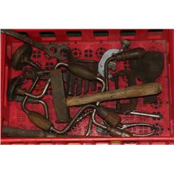TRAY OF ANTIQUE TOOLS