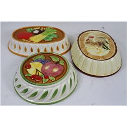 3 VINTAGE CERAMIC JELLO MOLDS PRE-WAR