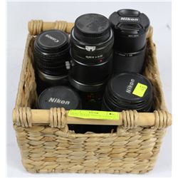 SMALL BOX OF VIVITAR, CANON & NIKON  LENSES