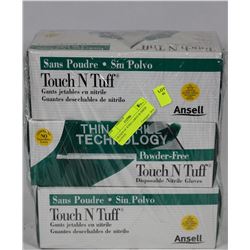 3 BOXES OF XTRA LARGE TOUCH & TUFF RUBBER GLOVES