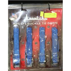 4 PIECE 6FT BUCKLE TIE DOWN SET X3
