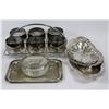 Image 1 : BOX OF ASSORTED SILVER PLATED TRAYS & 6 GLASS SET