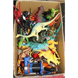 BOX OF KID'S TOYS - INSECTS, DINOSAURS,