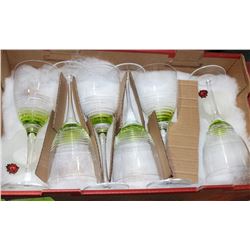 LARGE GREEN WINE GOBLET SET