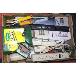LARGE BOX OF HOUSEHOLD AND YARD ITEMS