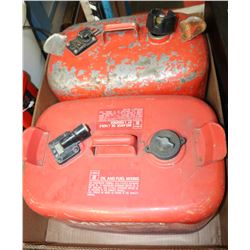 TWO RED METAL MARINE GAS CANS