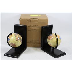 PAIR OF GLOBE BOOKENDS "NEW IN BOX"
