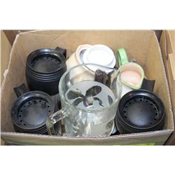 BOX WITH STAY & GO CUPS AND OTHER HOUSEWARE