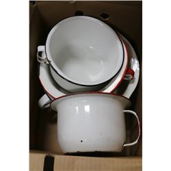 BOX OF ENAMELWARE