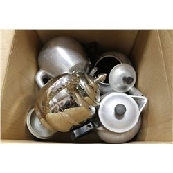 BOX OF ASSORTED TEAPOTS