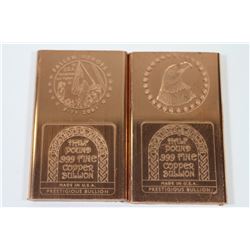 HALF POUND .999 FINE COPPER BULLION X2