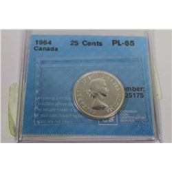 1964 CANADA SILVER 25 CENT COIN