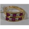 Image 1 : GOLD PLATED .925 SILVER NATURAL RUBY & CZ RING -