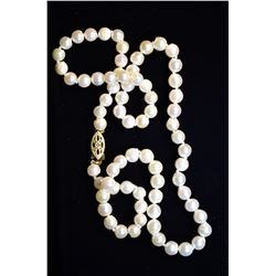 14K GOLD CLASP PEARL NECKLACE