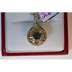 14K GOLD QUARTZ & DIAMOND (0.23CT) PENDANT