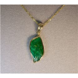 14K GOLD EMERALD (3.3CT) PENDANT NECKLACE