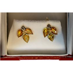 14K GOLD YELLOW SAPPHIRE (3.2CT) & DIAMOND(0.12CT)