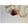 Image 2 : 14K GOLD RUBY (8CT) PENDANT NECKLACE