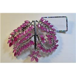 STERLING SILVER RUBY (7.58CT) BROOCH
