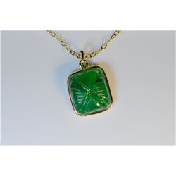 14K GOLD EMERALD (3CT) PENDANT NECKLACE