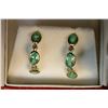 Image 1 : 14K GOLD EMERALD (3CT) & DIAMOND (0.12CT) EARRINGS