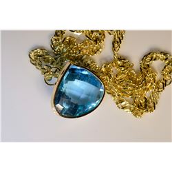 14K GOLD BLUE TOPAZ NECKLACE