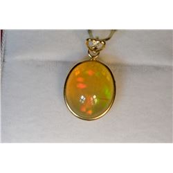 10K GOLD OPAL & DIAMOND PENDANT