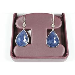 #50 14K WHITE GOLD SAPPHIRE DIAMOND EARRINGS
