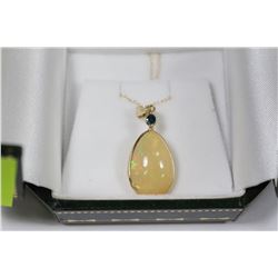 #73 14K GOLD DIAMOND OPAL PENDANT NECKLACE