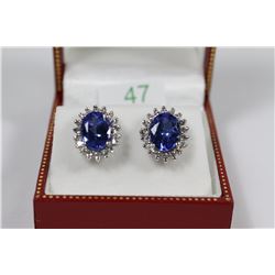 #47 14K WHITE GOLD DIAMOND GEMSTONE EARRINGS