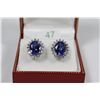 Image 1 : #47 14K WHITE GOLD DIAMOND GEMSTONE EARRINGS