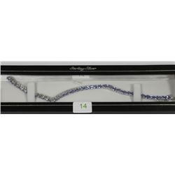 #14 925 STERLING SILVER &TANZANITE TENNIS BRACELET