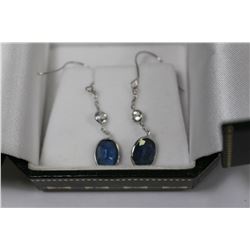 #41 14K WHITE GOLD BLUE & WHITE SAPPHIRE EARRINGS
