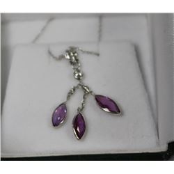#74 14K WHITE GOLD DIAMOND SAPPHIRE NECKLACE