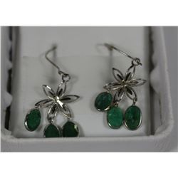 #30 14K WHITE GOLD EMERALD FLORAL DIAMOND CUT