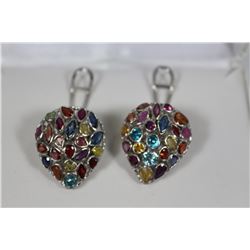 #14 925 STERLING SILVER MULTI-COLORED STONE
