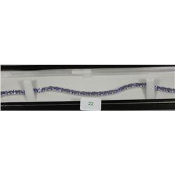 #22 925 STERLING SILVER &TANZANITE TENNIS BRACELET