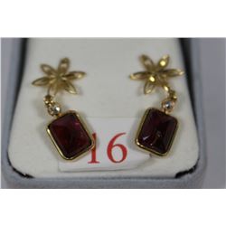 10K GOLD LADIES RUBY EARRINGS