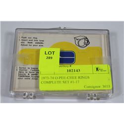 1973-74 O-PEE-CHEE RINGS COMPLETE SET #1-17