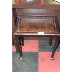 1930s LEATHER HALL TABLE/ END TABLE