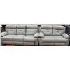 Image 1 : NEW GREY LEATHER RECLINING SOFA W LOVE SEAT