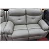 Image 2 : NEW GREY LEATHER RECLINING SOFA W LOVE SEAT
