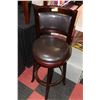 Image 1 : WOOD & LEATHERETTE SWIVEL BAR STOOL
