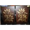 Image 1 : PAIR OF FLORAL WOOD TONE PICTURES