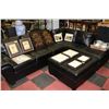Image 1 : BLACK LEATHERETTE LARGE SECTIONAL W OTTOMAN